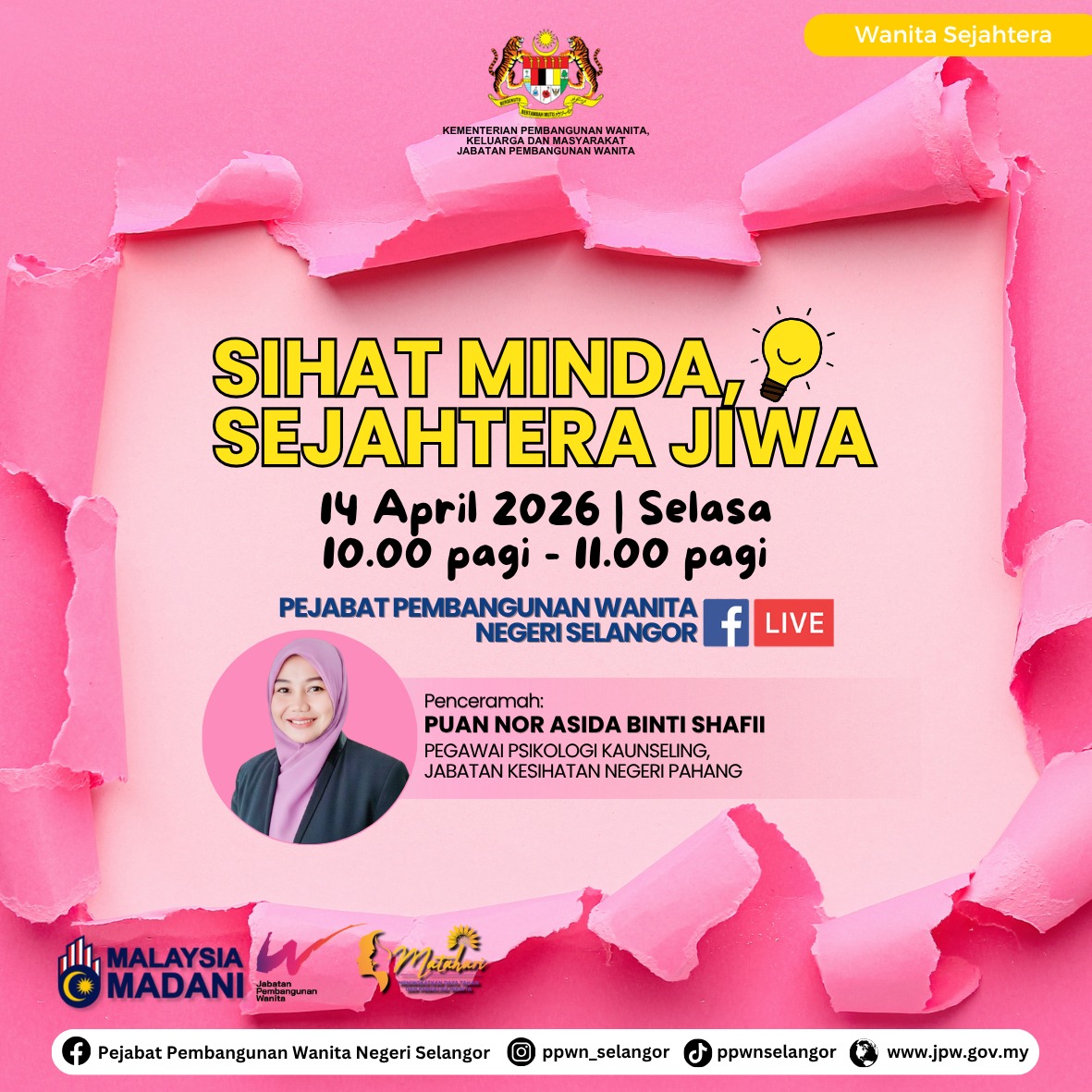 Wanita Sejahtera: Sihat Minda, Sejahtera Jiwa