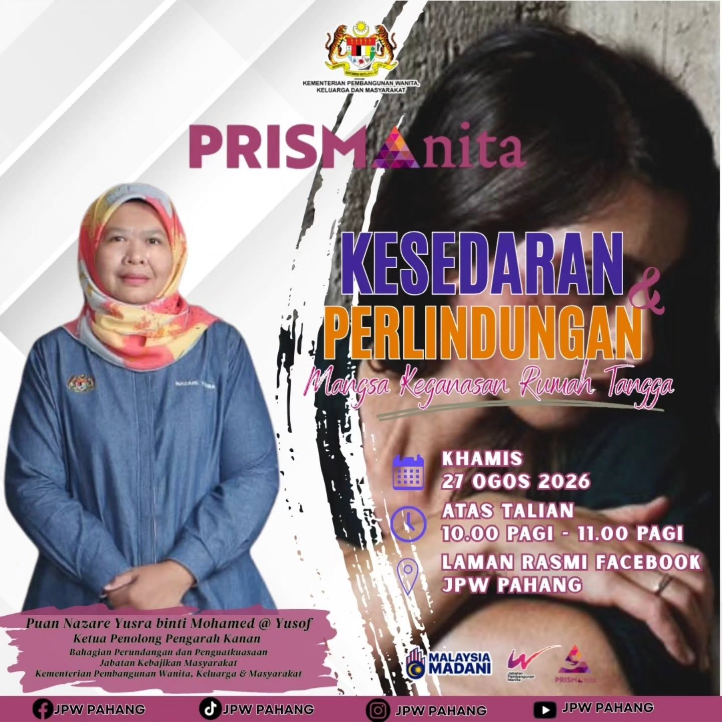 Program Webinar PRISMANITA: Kesedaran & Perlindungan: Mangsa Keganasan Rumah Tangga