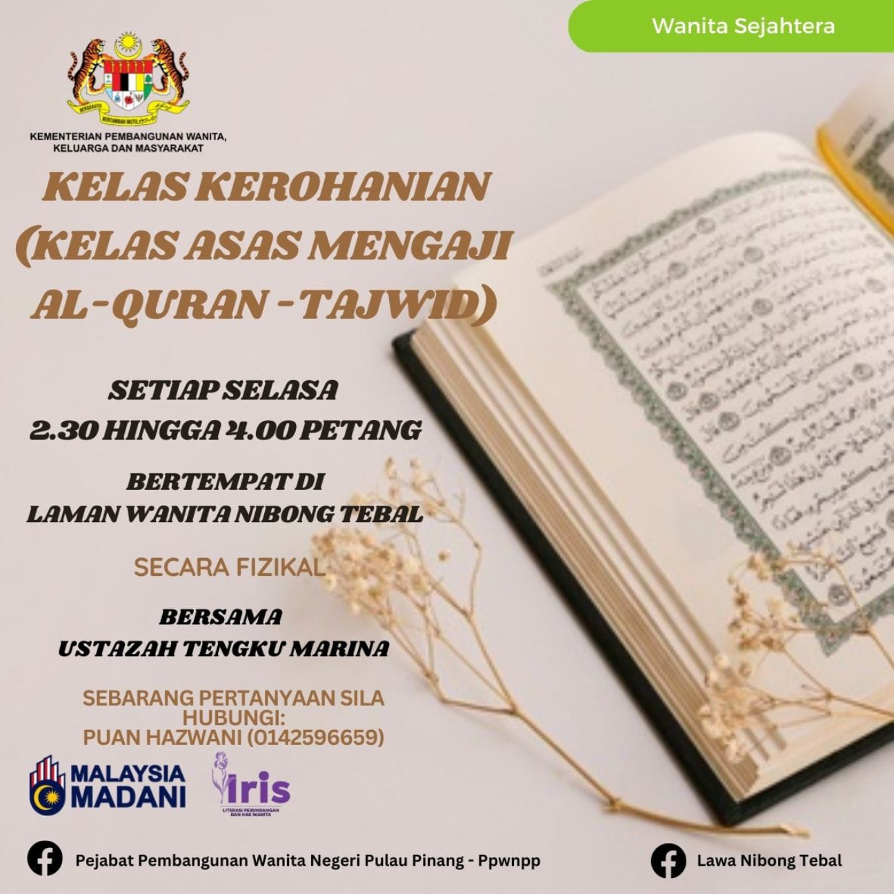 Wanita Sejahtera: Kelas Mengaji(Asas Mengaji Al-Quran dan Tajwid)