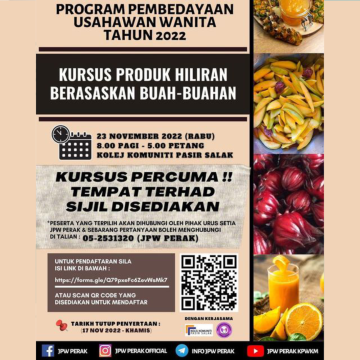 Kursus Penghasilan Produk Hiliran Berasaskan Buah-Buahan